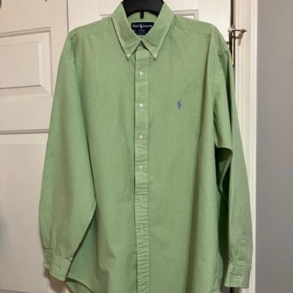 Ralph Lauren Mens Blake Green Plaid 100% Cotton Shirt XL